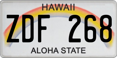 HI license plate ZDF268