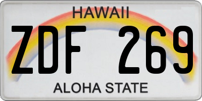 HI license plate ZDF269