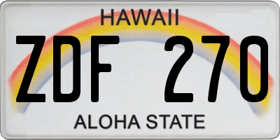 HI license plate ZDF270