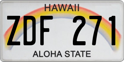 HI license plate ZDF271