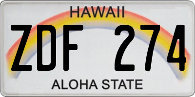 HI license plate ZDF274