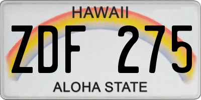 HI license plate ZDF275