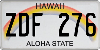 HI license plate ZDF276