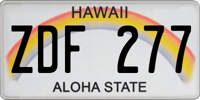 HI license plate ZDF277
