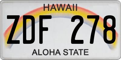 HI license plate ZDF278