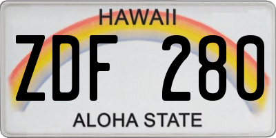 HI license plate ZDF280