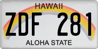 HI license plate ZDF281