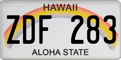 HI license plate ZDF283