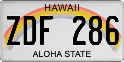 HI license plate ZDF286
