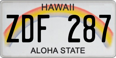 HI license plate ZDF287