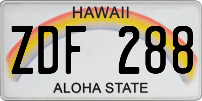 HI license plate ZDF288