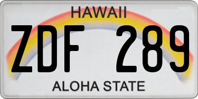 HI license plate ZDF289