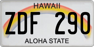 HI license plate ZDF290