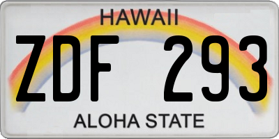 HI license plate ZDF293