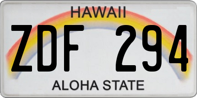 HI license plate ZDF294