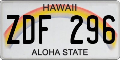 HI license plate ZDF296