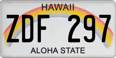 HI license plate ZDF297