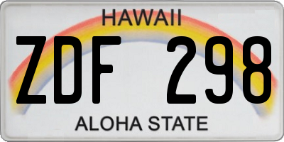HI license plate ZDF298