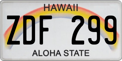 HI license plate ZDF299