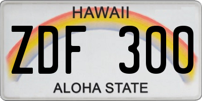 HI license plate ZDF300