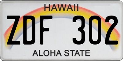 HI license plate ZDF302
