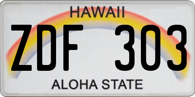 HI license plate ZDF303