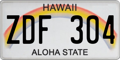 HI license plate ZDF304