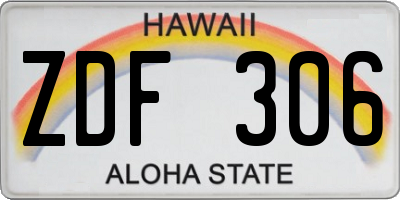 HI license plate ZDF306