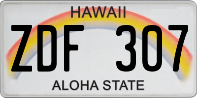 HI license plate ZDF307