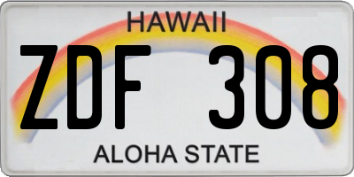 HI license plate ZDF308