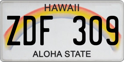 HI license plate ZDF309