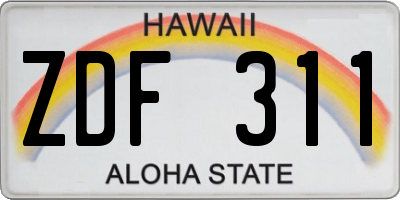 HI license plate ZDF311