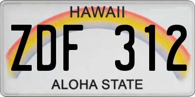 HI license plate ZDF312