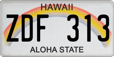 HI license plate ZDF313