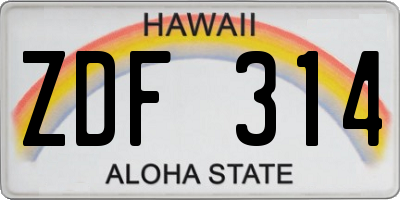 HI license plate ZDF314