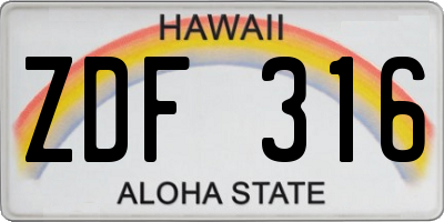 HI license plate ZDF316