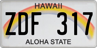 HI license plate ZDF317