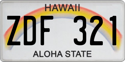 HI license plate ZDF321