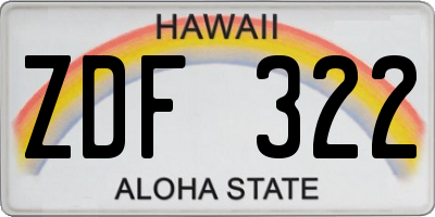 HI license plate ZDF322