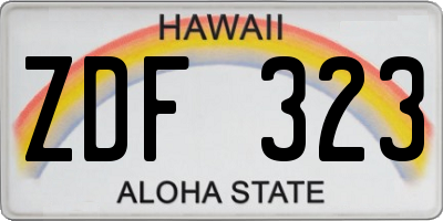 HI license plate ZDF323