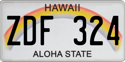 HI license plate ZDF324
