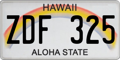 HI license plate ZDF325