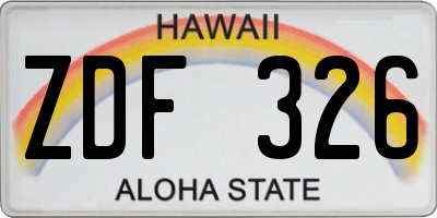 HI license plate ZDF326
