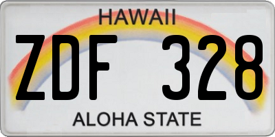 HI license plate ZDF328