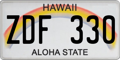HI license plate ZDF330