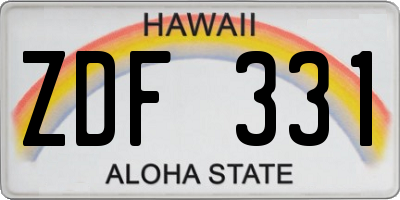 HI license plate ZDF331