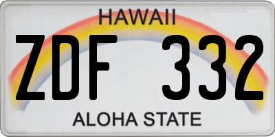 HI license plate ZDF332