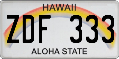 HI license plate ZDF333