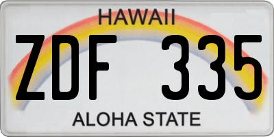 HI license plate ZDF335