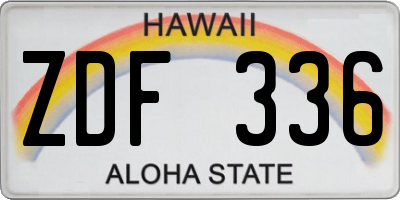 HI license plate ZDF336